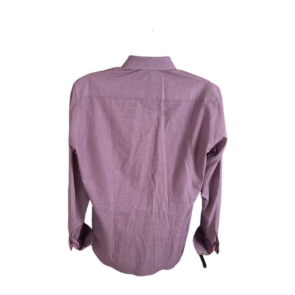 Ted Baker Mens Button Down Dress Shirt Pink Purple Contrast Cuffs Size 16 - Picture 3 of 10